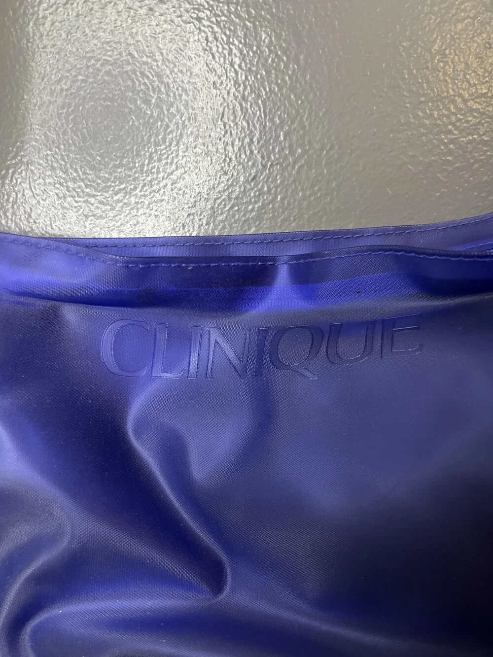 Clinique Shoulder Bag Womens One Size Yellow Blue Vinyl Tote Purse Logo Cosmetic